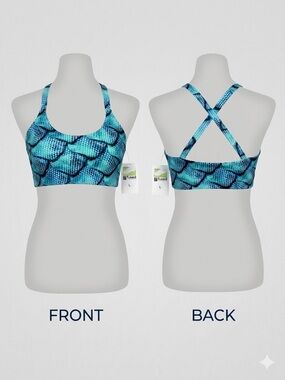 🌊 NWT Fused Hawaii Blue Geometric Cross Back Bikini Top Sz L 8887-18 🌊